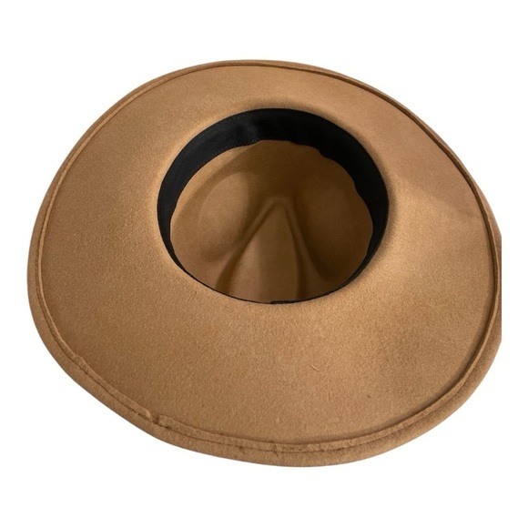 Wool Tan Fedora, Western, Fall, Winter Hat with Brown leather belt band. - Picture 7 of 13